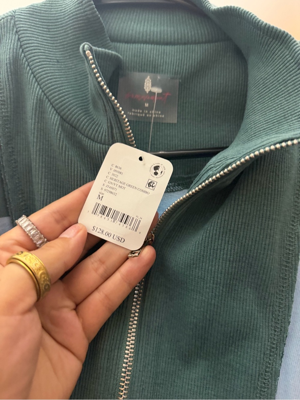 FP Movement by Free People Green and Light Blue Striped rugby shirt - Picture 6 of 6